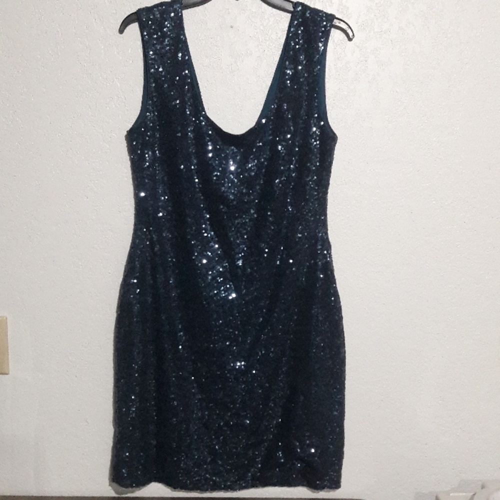 Guess blue sequin dress, women's size 14 - Picture 1 of 1